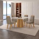 Conjunto de Jantar Mesa Áustria 0,90x0,90 Tampo Mdf/vidro com 4 Cadeiras Catar Yescasa