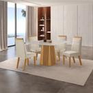Conjunto de Jantar Mesa Áustria 0,90x0,90 Tampo Mdf/vidro com 4 Cadeiras Catar Yescasa
