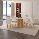 Conjunto de Jantar Mesa Áustria 0,90x0,90 Tampo Mdf/vidro com 4 Cadeiras Florença Yescasa