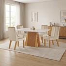 Conjunto de Jantar Mesa Áustria 120x80cm Tampo MDF/Vidro 4 Cadeiras Florença Castanho Cinamomo Yescasa