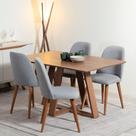 Conjunto de Jantar Mesa Avena 4 Cadeiras New Drop - Canella c/ Cinza Conjunto de Jantar Mesa Avena 4 Cadeiras New Drop - Canella c/ Cinza