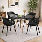 Conjunto De Jantar Mesa Eiffel 110cm + 4 Cadeiras Marcela Preta