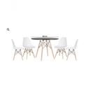 Conjunto De Jantar Mesa Eiffel 90cm Preta 4 Cadeiras Brancas Conjunto De Jantar Mesa Eiffel 90cm Preta 4 Cadeiras Brancas