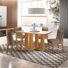 Conjunto de Jantar Mesa Florença 120cmx80cm Tampo Mdf e Vidro com 4 Cadeiras Atena
