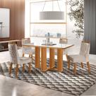 Conjunto de Jantar Mesa Florença 120x80cm Tampo Mdf e Vidro com 4 Cadeiras Atena
