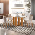 Conjunto de Jantar Mesa Florença 120x80cm Tampo MDF e Vidro com 4 Cadeiras Atena Marrom/Castanho Cinamomo/Pena Bege/Off White Conjunto de Jantar Mesa Florença 120x80cm Tampo MDF e Vidro com 4 Cadeiras Atena Marrom/Castanho Cinamomo/Pena Bege/Off White
