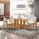 Conjunto de Jantar Mesa Florença Tic 120cm X 80cm Tampo Mdf e Vidro com 4 Cadeiras Mônaco
