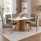 Conjunto de Jantar Mesa Isa Vidro Retangular 160cm e 6 Cadeiras Estofadas Elegance Caramelo