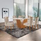 Conjunto de Jantar Mesa Maia Tampo Mdf e Vidro com 6 Cadeiras Atena Conjunto de Jantar Mesa Maia Tampo Mdf e Vidro com 6 Cadeiras Atena