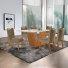 Conjunto de Jantar Mesa Maia Tampo Mdf e Vidro com 6 Cadeiras Atena Conjunto de Jantar Mesa Maia Tampo Mdf e Vidro com 6 Cadeiras Atena