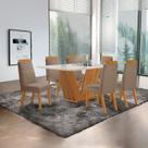 Conjunto de Jantar Mesa Maia Tampo Mdf e Vidro com 6 Cadeiras Catar Conjunto de Jantar Mesa Maia Tampo Mdf e Vidro com 6 Cadeiras Catar