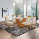 Conjunto de Jantar Mesa Maia Tampo Mdf e Vidro com 6 Cadeiras Catar Conjunto de Jantar Mesa Maia Tampo Mdf e Vidro com 6 Cadeiras Catar