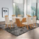 Conjunto de Jantar Mesa Maia Tampo Mdf e Vidro com 6 Cadeiras Florença Conjunto de Jantar Mesa Maia Tampo Mdf e Vidro com 6 Cadeiras Florença