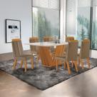 Conjunto de Jantar Mesa Maia Tampo Mdf e Vidro com 6 Cadeiras Florença Conjunto de Jantar Mesa Maia Tampo Mdf e Vidro com 6 Cadeiras Florença