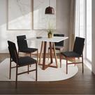 Conjunto De Jantar Mesa Mônaco 90cm Tampo Branco Com 4 Cadeiras Pretas Base Cobre Preto Conjunto De Jantar Mesa Mônaco 90cm Tampo Branco Com 4 Cadeiras Pretas Base Cobre Preto