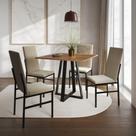 Conjunto de Jantar Mesa Mônaco Premium 90cm Imbuia com 4 Cadeiras Estofadas Bege
