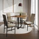 Conjunto de Jantar Mesa Mônaco Premium 90cm Imbuia com 4 Cadeiras Estofadas Bege
