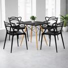 Conjunto de Jantar Mesa Quadrada 90cm com 4 Cadeiras Allegra Resistente, Preto