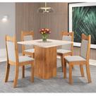 Conjunto de Jantar Mesa Quadrada Olimpia com 4 Cadeiras Dalas