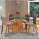Conjunto de Jantar Mesa Quadrada Olimpia com 4 Cadeiras Dalas