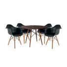 Conjunto De Jantar Mesa Redonda Eiffel Em Madeira 90Cm Amêndoa Com 4 Poltronas Pretas Cor: Preto