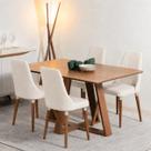 Conjunto de Jantar Mesa Retangular Avena 4 Cadeiras Lara - Canella c/ Linho Off White Conjunto de Jantar Mesa Retangular Avena 4 Cadeiras Lara - Canella c/ Linho Off White