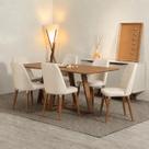 Conjunto de Jantar Mesa Retangular Avena 6 Cadeiras Lara - Canella c/ PU Off White Conjunto de Jantar Mesa Retangular Avena 6 Cadeiras Lara - Canella c/ PU Off White