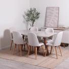Conjunto de Jantar Mesa Retangular com Vidro Bennett 6 Cadeiras New Drop - Natural c/ Bege