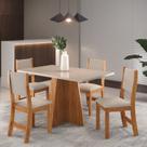 Conjunto de Jantar Mesa Retangular Ritmos com 4 Cadeiras Sol