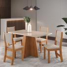 Conjunto de Jantar Mesa Retangular Ritmos com 4 Cadeiras Sol