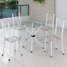 Conjunto de Jantar Mesa Tampo Redondo de Vidro Incolor com 4 Cadeiras Sara Yescasa