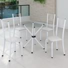 Conjunto de Jantar Mesa Tampo Redondo de Vidro Incolor com 4 Cadeiras Sara Yescasa
