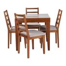 Conjunto de Jantar Mesa Tock 80cm com 4 Cadeiras Aline Linho Bege - Mel