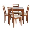 Conjunto de Jantar Mesa Tock 80cm com 4 Cadeiras Aline Linho Creme - Mel