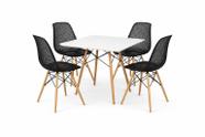 Conjunto de Jantar Moderno Mesa Quadrada 80cm Branca + 4 Cadeiras Eames Colméia, Preto