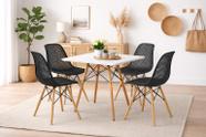 Conjunto de Jantar Moderno Mesa Quadrada 90cm Branca + 4 Cadeiras Eames Colméia, Preto