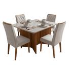 Conjunto de Jantar Montreal 4 Lugares MDF com Vidro Veludo Amadeirado Viero Móveis