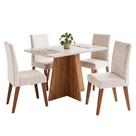 Conjunto de Jantar Moove 1,20m com 4 Cadeiras Milano Tampo MDF Veludo Marfim Viero Móveis
