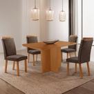Conjunto de Jantar Olimpia 4 Lugares Tampo MDF com Cadeiras Veludo Marrom 120CM Moderna Conjunto de Jantar Olimpia 4 Lugares Tampo MDF com Cadeiras Veludo Marrom 120CM Moderna
