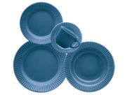 Conjunto de Jantar Oxford 20 Peças Cerâmica Canelé Azul Biona