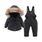Conjunto De Jaqueta E Macacão De Inverno Para Meninas E Meninos, Acolchoado E Quente, Com Gola De