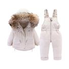 Conjunto De Jaqueta E Macacão De Inverno Para Meninas E Meninos, Acolchoado E Quente, Com Gola De