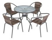 Conjunto De Jardim 5 Pecas 4 Cadeiras 1 Mesa Aluminio Rattan