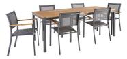 Conjunto De Jardim 7 Pecas Mesa Cadeiras Cinza 6 Lugares