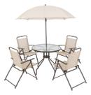 Conjunto De Jardim Aco Bege 6 Pecas Ombrelone, Cadeira, Mesa