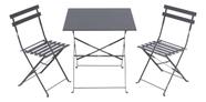 Conjunto De Jardim Aco Cinza 3 Pecas Mesa E 2 Cadeiras