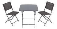 Conjunto De Jardim Aco Cinza Escuro 3 Pecas Mesa 2 Cadeiras