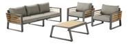 Conjunto De Jardim Aluminio Cinza 4 Pecas Sofa Poltrona Mesa