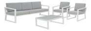 Conjunto De Jardim Aluminio Cinza 4 Pecas Sofa Poltrona Mesa