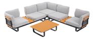 Conjunto De Jardim Aluminio Cinza 5 Lugares Sofa Mesa Centro